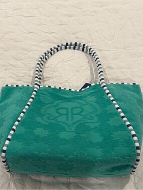 NWT ROLLER RABBIT BAG :)  Striped Handle Green Tote Bag